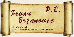 Prvan Brzanović vizit kartica